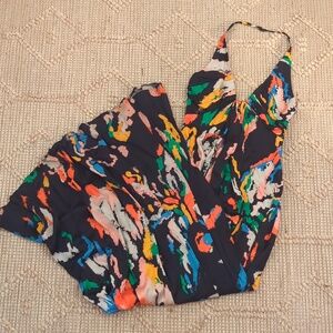 A.L.C Al Halter Gown - Size 0 XS - Black Multicolor Printed Maxi Dress